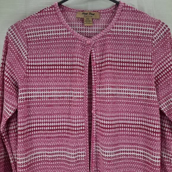 Pleat Pleat by Rafael Cardigan Style Long Sleeve Top Button-Down Sz Small Petite - Picture 7 of 9